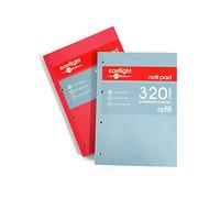 Eastlight Notipad A4 Refill Pad, 4 Hole Punched 320 Pages, Pack of 2, Sidebound Feint Ruled with Margin, Assorted Colours