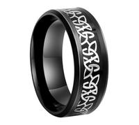 Eastlily Titanium Steel Celtic Knot Rings for Men, 8mm Inlay Silver Trinity Knot ring Triquetra Wedding Band for Men Engagement Ring Comfort Fit Size 8-13, Metal, black inlay silver celtic knot