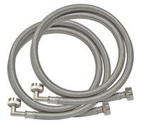 Eastman 41065 Braided Washing Machine Hose with Elbow, Stainless Steel, 5'