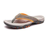 EastMetal Men's Large Classic Flip Flops Men's Summer Trend Outerwear Flip Flops, Grey-orange