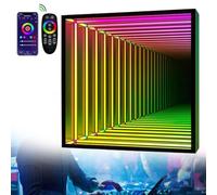 Eastnmythet Remote Control Mirror Tunnel Light, LED Night Light 3D Mirror Light, Sensory Infinity Light Square for Home, Living Room, Bedroom, Party, Bar,12"/30cm