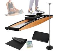 Eastnmythet Ski Exercise Machine, Ski Trainer Simulator, 3d Cross Trainer, for Waist, Abdomen and Leg Training, Indoor Ski Simulator with Ski Poles and Mats