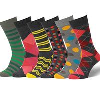 Easton Marlowe Mens - 6 PACK - Colorful Patterned Dress socks - 6pk #18, mixed - neutral main colors, 43-46 EU shoe size