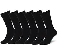 Easton Marlowe Men's Classic Cotton Solid Color Dress/Crew Socks - 6pk #3-1, Black, Solid, Flat Knit - 39-42 EU shoe size