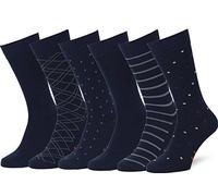 Easton Marlowe Men's Classic Subtle Pattern Dress Socks - 6pk #4-5, Dark Navy - 43-46 EU shoe size