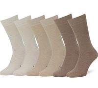 Easton Marlowe Mens Dress Socks Seamless Toe Soft Comfortable Combed Cotton Many Colors Long Mid Calf Crew Mens Socks, 6 Pairs, Solid, Wheat, Sand, Taupe (2 Pairs of Each Color), 13-15 UK