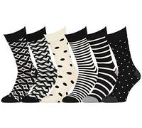 Easton Marlowe Mens Socks 6 Pairs Black Ecru Combed Cotton Seamless Toe #48 9-12
