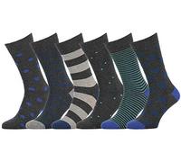 Easton Marlowe Mens Socks Colorful Dress Happy Fun Socks 6 Pack Men #33, Charcoal Gray Blues Teal 43-46 EU