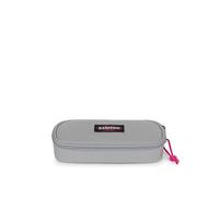 Eastpak Oval Single Pencil Case - Organised Stationery Pouch with Internal Compartments and Zip Pocket, 5 x 22 x 9 cm - Kontrast Grey Pink