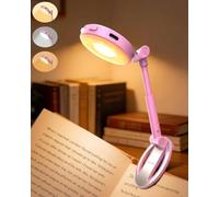EastPin Book Light Clip on Reading Light for Books Stocking Fillers Women | 18 LED, Rechargeable, 3 Colours Stepless Dimming Memory Timer Night Travel Bedtime Reading Lamp, Christmas Women Gifts, Pink