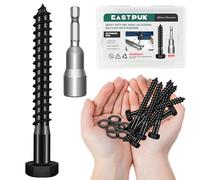 EASTPUK (10Sets) 3/8" x 3" Hex Head Lag Screws, Heavy Duty Lag Bolts with Washers, 304 Stainless Steel, 3/8 Bolt for Wood, Partial Thread, Black Oxide