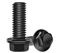 EASTPUK 10Sets M10-1.5 x 25mm Flanged Hex Head Bolts, External Flange Hex Screws, Grade 10.9 Steel Black Zinc M10 Bolts with Nuts and Washers, Full Threaded for Pump, Fix Car, DIY Project