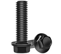 EASTPUK 10Sets M10-1.5 x 35mm Flanged Hex Head Bolts, External Flange Hex Screws, Grade 10.9 Steel Black Zinc M10 Bolts with Nuts and Washers, Full Threaded for Pump, Fix Car, DIY Project