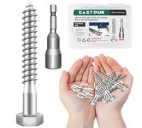 EASTPUK (12Sets) 5/16 Bolt, 5/16" x 2-1/2" Hex Head Lag Bolts, Heavy Duty Lag Screws with Washers, 304 Stainless Steel 18-8, 5/16 Bolt for Wood, Partial Thread