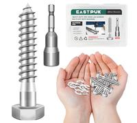 EASTPUK (12Sets) 5/16 Bolt, 5/16" x 2" Hex Head Lag Screws, Heavy Duty Lag Bolts with Washers, 304 Stainless Steel 18-8, 5/16 Bolt for Wood, Partial Thread