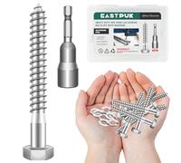EASTPUK (12Sets) 5/16 Bolt, 5/16" x 3" Hex Head Lag Bolts, Heavy Duty Lag Screws with Washers, 304 Stainless Steel 18-8, 5/16 Bolt for Wood, Partial Thread