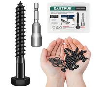 EASTPUK (12Sets) 5/16" x 2-1/2" Hex Head Lag Bolts, Heavy Duty Lag Screws with Washers, 304 Stainless Steel, 5/16 Bolt for Wood, Partial Thread, Black Oxide