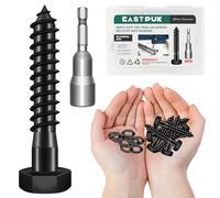 EASTPUK (12Sets) 5/16" x 2" Hex Head Lag Screws, Heavy Duty Lag Bolts with Washers, 304 Stainless Steel, 5/16 Bolt for Wood, Partial Thread, Black Oxide