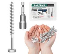 EASTPUK (15Sets) 1/4 20 Bolt, 1/4" x 3-1/2" Hex Head Lag Bolts, Heavy Duty Lag Screws with Washers, 304 Stainless Steel 18-8, 1/4 Bolt for Wood, Partial Thread
