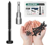 EASTPUK (15Sets) 1/4" x 3-1/2" Hex Head Lag Bolts, Heavy Duty Lag Screws with Washers, 304 Stainless Steel, 1/4 Bolt for Wood, Partial Thread, Black Oxide