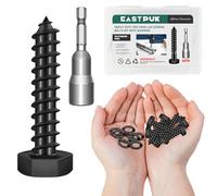 EASTPUK (15Sets) 5/16" x 1-1/2" Hex Head Lag Screws, Heavy Duty Lag Bolts with Washers, 304 Stainless Steel, 5/16 Bolt for Wood, Fully Thread, Black Oxideed
