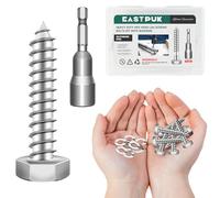 EASTPUK (20Sets) 1/4 20 Bolt, 1/4" x 1-1/2" Hex Head Lag Bolts, Heavy Duty Lag Screws with Washers, 304 Stainless Steel 18-8, 1/4 Bolt for Wood, Fully Threaded