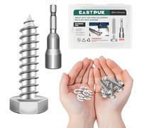 EASTPUK (20Sets) 1/4 20 Bolt, 1/4" x 1-1/4" Hex Head Lag Bolts, Heavy Duty Lag Screws with Washers, 304 Stainless Steel 18-8, 1/4 Bolt for Wood, Fully Threaded