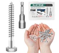 EASTPUK (20Sets) 1/4 20 Bolt, 1/4" x 2-1/2" Hex Head Lag Screws, Heavy Duty Lag Bolts with Washers, 304 Stainless Steel 18-8, 1/4 Bolt for Wood, Partial Thread