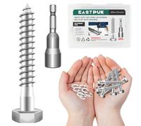 EASTPUK (20Sets) 1/4 20 Bolt, 1/4" x 2" Hex Head Lag Screws, Heavy Duty Lag Bolts with Washers, 304 Stainless Steel 18-8, 1/4 Bolt for Wood, Partial Thread