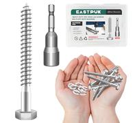EASTPUK (20Sets) 1/4 20 Bolt, 1/4" x 3" Hex Head Lag Bolts, Heavy Duty Lag Screws with Washers, 304 Stainless Steel 18-8, 1/4 Bolt for Wood, Partial Thread