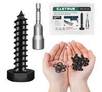 EASTPUK (20Sets) 1/4" x 1-1/4" Hex Head Lag Bolts, Heavy Duty Lag Screws with Washers, 304 Stainless Steel, 1/4 Bolt for Wood, Fully Thread, Black Oxided