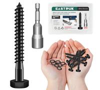 EASTPUK (20Sets) 1/4" x 2-1/2" Hex Head Lag Screws, Heavy Duty Lag Bolts with Washers, 304 Stainless Steel, 1/4 Bolt for Wood, Partial Thread, Black Oxide