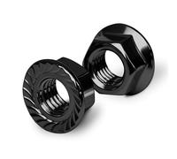 EASTPUK M8 Serrated Flange Nuts, 100Pcs M8-1.25 Grade 10.9 Carbon Steel Hex Lock Hardware Nuts Black Oxided for Industrial & Home Use
