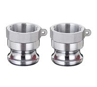 EASTRANS 2 PCS Aluminum Global Type A Cam and Groove Hose Fittings, 2" Camlock Hose Coupler, Male Aadapter x Female NTP Thread Camlock Fittings