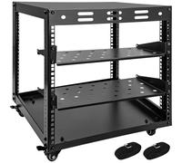 Eastrexon 10U Server Rack - 19.7”L x 18.8”W x 23.4”H Open Frame Network Rack, Wall-Mountable & Freestanding with 4 Swivel Casters & 2 Shelves, for Computer/Data/IT/Stereo Equipment, New Model
