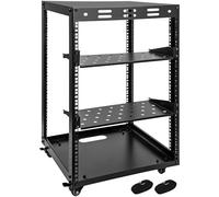 Eastrexon 15U Open Frame Server Rack, Wall-mountable IT Rack w/Swivel Casters, 2 Rack Shelves, Top & Bottom Panels, Network Rack for Stereo/Computer/Data/IT/AV Equipment, 19.7”L x 18.8”W x 32.3”H