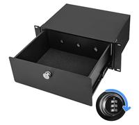 Eastrexon 4U Rack Drawer, Server Rack Mount Drawer w/Combination Lock, Foam Pad and Smooth Rails, Powder Coated, Suitable for Most 19" Server/AV/DJ/Network Equipment Racks, Enclosures and Cabinets