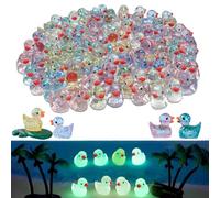 Eastrise 100 PCS Glow-in-Dark Mini Resin Ducks, 10 Colors Tiny Luminous Duck Figures for Fairy Gardens, Aquariums, Dollhouse Decor, DIY Crafts, Party Favors