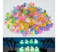 Eastrise 150 PCS Glow-in-Dark Mini Resin Ducks, 15 Colors Tiny Luminous Duck Figures for Fairy Gardens, Aquariums, Dollhouse Decor, DIY Crafts, Party Favors