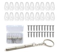 Eastrise 20-Piece D-Shaped Eyeglass Nose Pads Kit with Tool - Anti-Slip Transparent Silicone, Strong Adhesion for Glasses, Sunglasses & Reading Glasses(styleA)