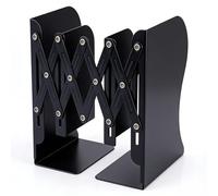 Eastrise 3-Zone Adjustable Metal Bookends, Heavy Duty Book Organizer for Shelves - Slide & Categorize Books, Files, DVDs | Rust-Proof, 15-50cm (Black)