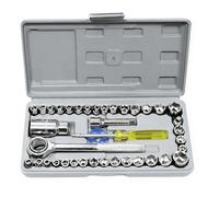 Eastrise 40 PCS Ratchet Socket Set, 1/4" & 3/8" Drive, Metric & Imperial Socket Kit, with Ratchet Handle, Extension Bar, Spinner Handle for Car, Bike, Home Repair