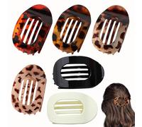 Eastrise 6 Pack Flat Hair Clips for Women,Curved Design Hair Clips for Lying,Driving,Matte Strong Hold Hair Claw Clips for Thin,Thick Hair,Hair Accessories for Women and Girls-Leopard Print