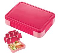 Eastrise Bento Lunch Box 1330ml - 6 Compartments Leak-Proof Snack Box with Removable Dividers, Microwave & Dishwasher Safe Bento Box for Adults & Kids, Includes Cutlery Set & Sauce Container (Red)