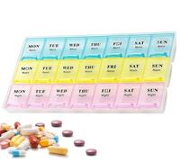 Eastrise Large 21-Day Weekly Pill Box Organiser - 3x7 XL Compartments Travel Medicine Box with Lockable, Dust-Proof Design, BPA-Free Tablet Organiser for Weekly Medication Management (Colourful)