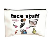 Eastrise Small Cotton Canvas Makeup Bag, Waterproof Cosmetic Bag with Zipper, Flat Lay Travel Organizer for Toiletries, Passport & Jewelry (Style-B)