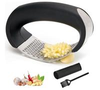 Eastrise Stainless Steel Garlic Press,Rocker Crusher Masher,Portable Manual High Performance Garlic Mincer,Chopper for Kitchen Appliances,Easily Crush Garlic (1Pcs/Black)