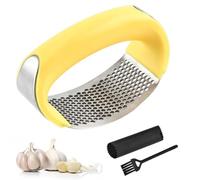 Eastrise Stainless Steel Garlic Press,Rocker Crusher Masher,Portable Manual High Performance Garlic Mincer,Chopper for Kitchen Appliances,Easily Crush Garlic (1Pcs/Yellow)