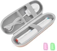Eastrise Toothbrush Travel Case with 2 Toothbrush Head Cover Caps,Designed to fit Oral-B,Philips Sonicare Electric toothbrushes and Ordinary toothbrushes,Keeps Toothbrush Fresh and Clean (Gold)