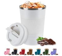 Eastrise Travel Mug,Insulated Coffee Cup with Leakproof Lid,Reusable Travel Coffee Mug,Stainless Steel Coffee Cup for Hot or Cold Drinks(White/13oz)